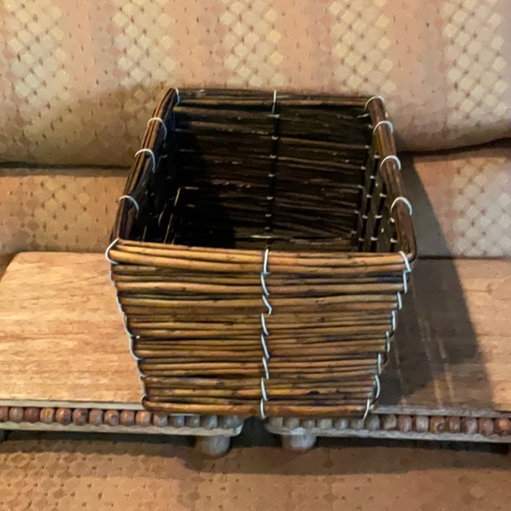 Wicker Basket, Rectangular, Catchall basket, Boho chic - Picture 4 of 11